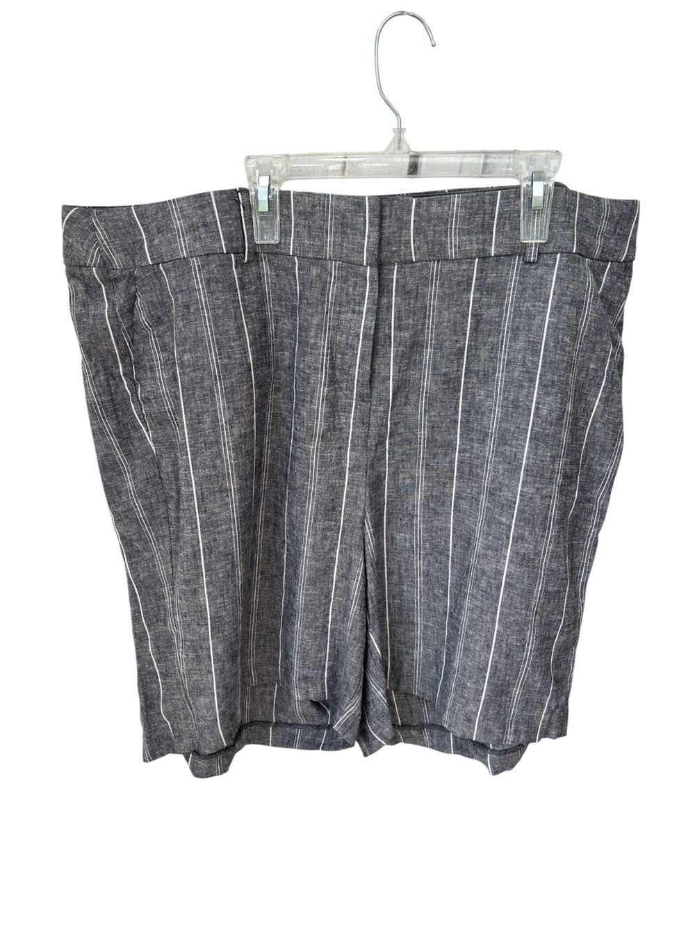 Lane Bryant Linen Blend Pinstripe Shorts Women’s Size 20 Gray White Striped